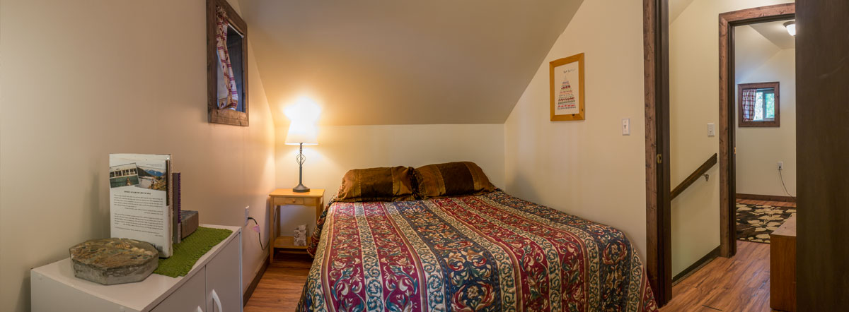 The Cabin has two bedrooms upstairs