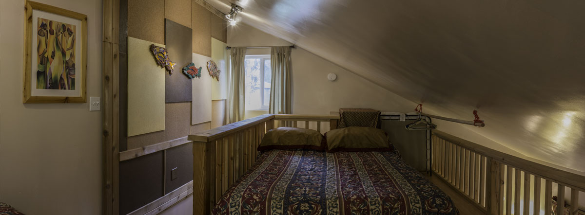 The loft has 2 double beds and artwork from local artists.